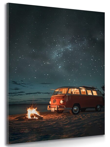 Obraz plážový táborák pod noční oblohou - Volkswagen T1