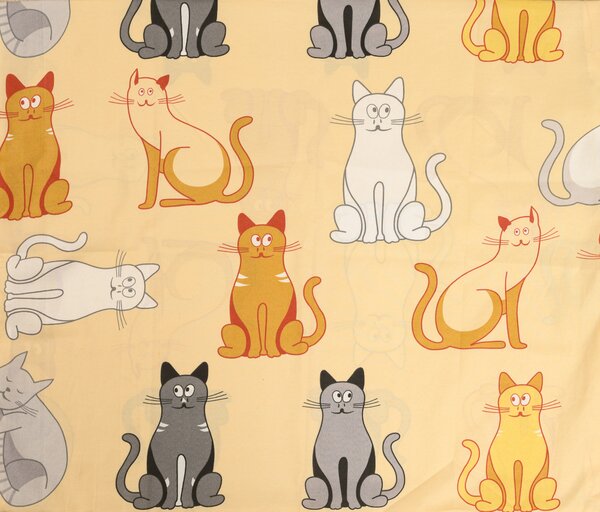 Bavlněné povlečení CHROMA CATS krémové Rozměr povlečení: 70 x 90 cm | 140 x 200 cm