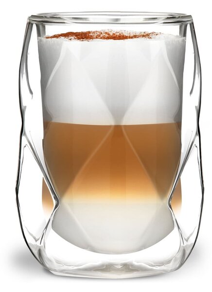 Sada 2 dvoustěnných sklenic na latté Vialli Design Geo, 250 ml