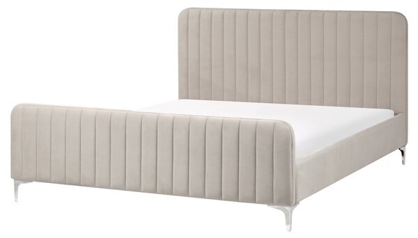 Postel Umělý samet LUNAN 160 x 200 cm Taupe