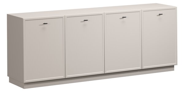Komoda Lorini 200 cm čtyřdveřová - kašmír / černé madla T-bar
