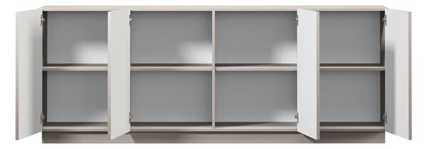 Komoda Lorini 200 cm čtyřdveřová - kašmír / černé madla T-bar
