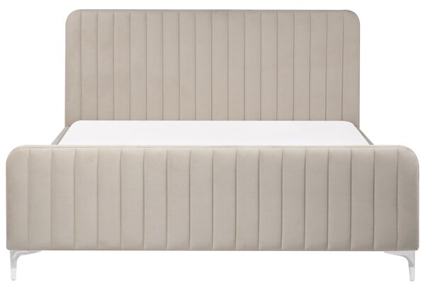 Postel Umělý samet LUNAN 160 x 200 cm Taupe