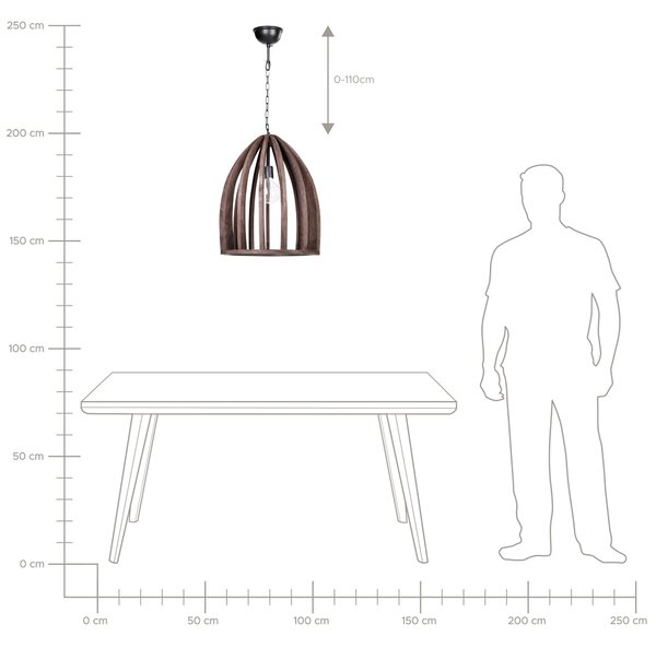 Závěsná lampa MANAIR Mangové dřevo Tmavě hnědá