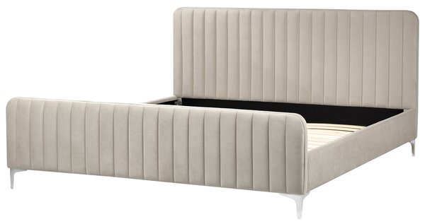 Postel Umělý samet LUNAN 180 x 200 cm Taupe