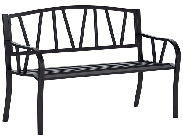 Outsunny Černá Voděodolná Metalová Zahradní Lavice, Venkovní Železná Lavice pro Dva, 128x56x86cm | Aosom