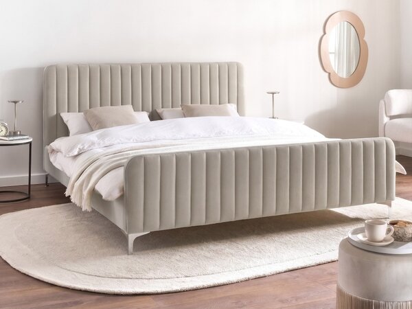 Postel Umělý samet LUNAN 180 x 200 cm Taupe