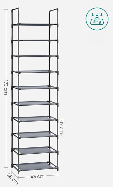 SONGMICS Stojan na boty Halas 45 cm černý/šedý