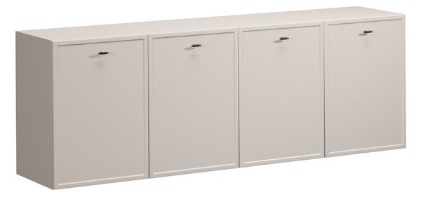 Závěsná komoda Lorini 200 cm čtyřdveřová - kašmír / černé úchytky T-bar
