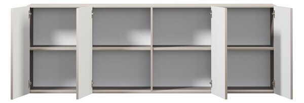 Závěsná komoda Lorini 200 cm čtyřdveřová - kašmír / černé úchytky T-bar