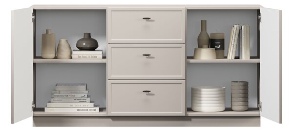 Komoda Lorini 150 cm se zásuvkami - kašmír / černé úchyty T-bar