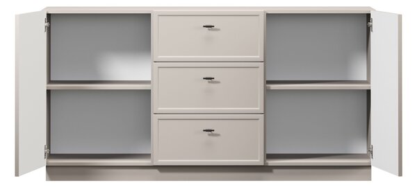 Komoda Lorini 150 cm se zásuvkami - kašmír / černé úchyty T-bar