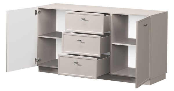 Komoda Lorini 150 cm se zásuvkami - kašmír / černé úchyty T-bar