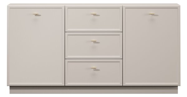 Komoda Lorini 150 cm se zásuvkami - kašmír / zlaté úchytky T-bar