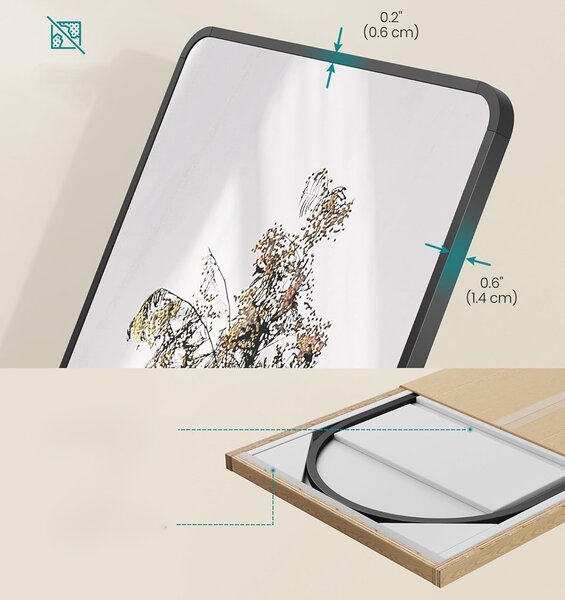 SONGMICS Volně stojící zrcadlo Bleer 150 cm černé II