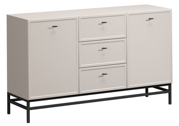 Komoda Lorini 150 cm na podstavci - kašmírová / černé úchytky T-bar