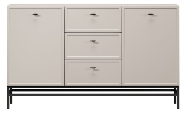 Komoda Lorini 150 cm na podstavci - kašmírová / černé úchytky T-bar