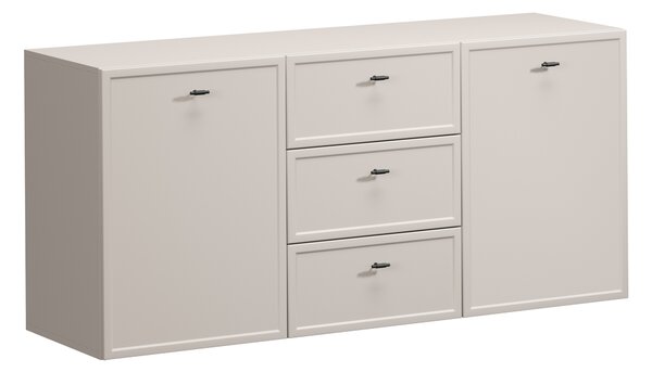 Závěsná komoda Lorini 150 cm se zásuvkami - kašmír / černé úchytky T-bar