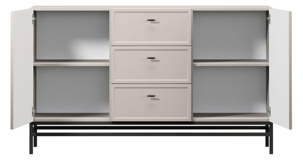 Komoda Lorini 150 cm na podstavci - kašmírová / černé úchytky T-bar