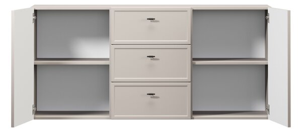 Závěsná komoda Lorini 150 cm se zásuvkami - kašmír / černé úchytky T-bar