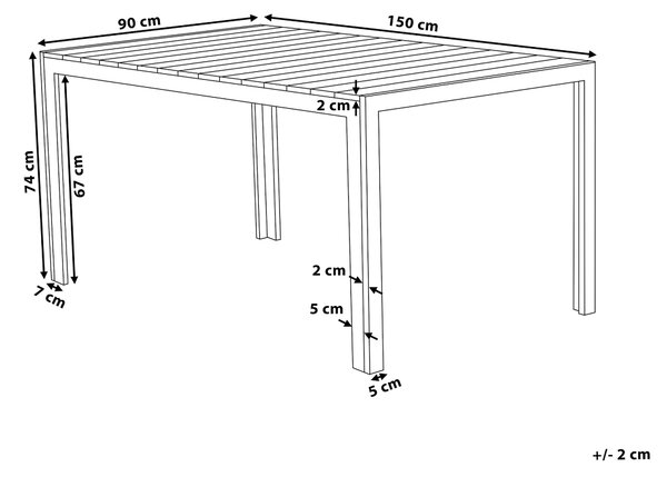Venkovní jídelní stůl pro 6 osob COMO 150 cm 90 cm Béžová
