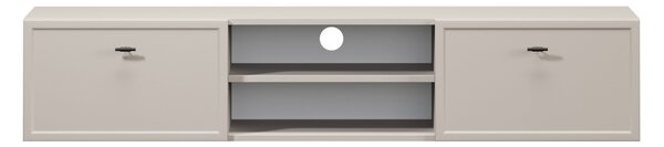 Závěsný TV stolek Lorini 150 cm se zásuvkami – kašmírová / černé úchytky T-bar