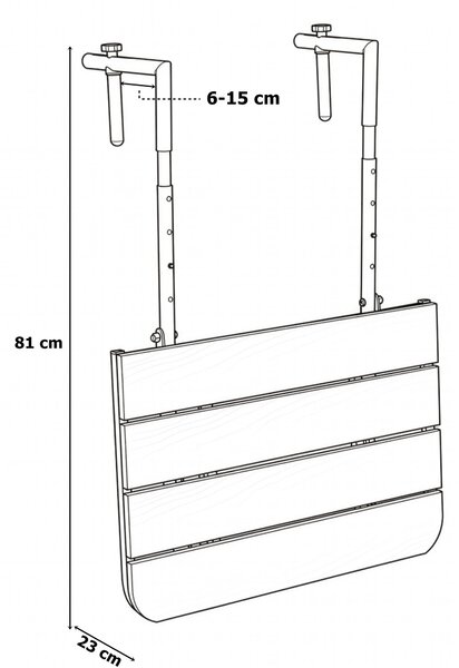 TZB Závěsný balkónový stůl Aretto 60 cm šedý