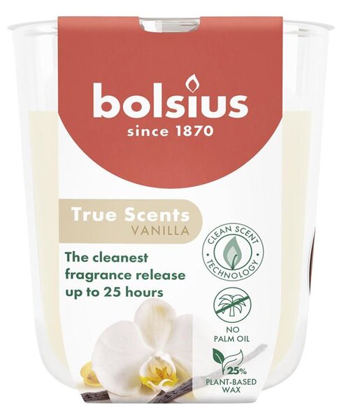 Sviečka Bolsius True Scents, vanilka, 80x73 mm, v skle