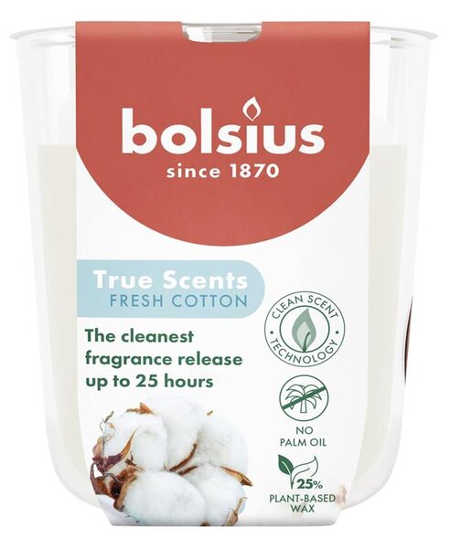 Sviečka Bolsius True Scents, čerstvá balvna, 80x73 mm, v skle
