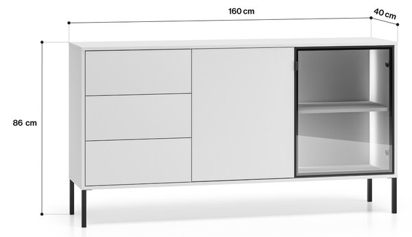 Komoda Harmona 160 cm se zásuvkami a osvětlením - kašmír