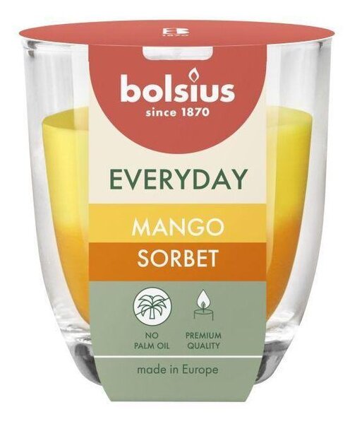 Sviečka Bolsius Everyday, mangový sorbet, 80x70 mm, v skle