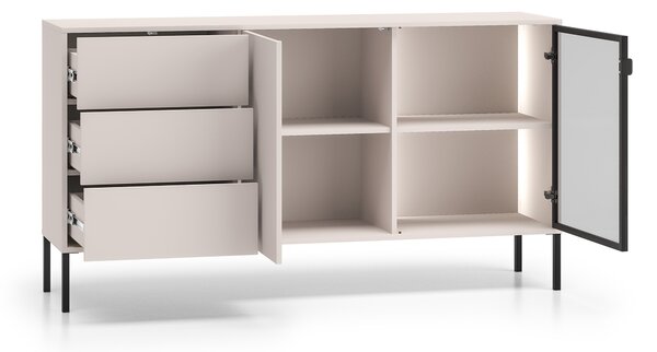 Komoda Harmona 160 cm se zásuvkami a osvětlením - kašmír