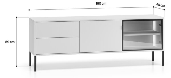 TV stolek Harmona 160 cm se zásuvkami a osvětlením - kašmír