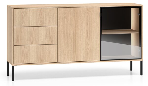 Komoda Harmona 160 cm se zásuvkami a osvětlením - dub lindberg