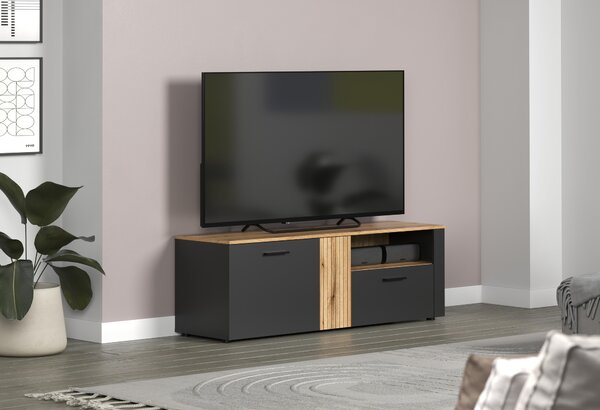 TV skříňka Esferas (grafit + dub evoke). Akce -23%