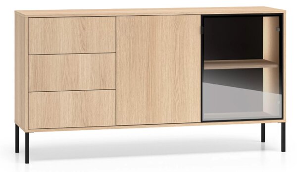 Komoda Harmona 160 cm se zásuvkami a osvětlením - dub lindberg