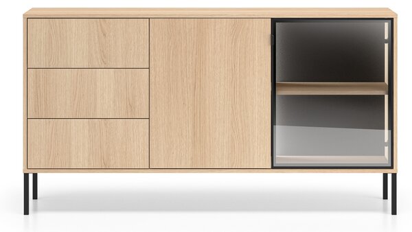 Komoda Harmona 160 cm se zásuvkami a osvětlením - dub lindberg