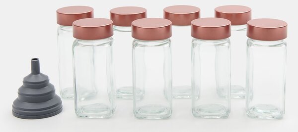 Sinsay - Skleněné nádoby na koření s dávkovačem a nálevkou 8 kusů - clear