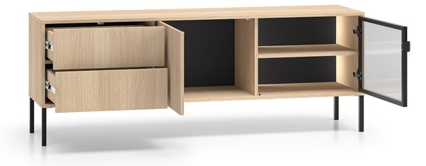 TV stolek Harmona 160 cm se zásuvkami a osvětlením - dub lindberg