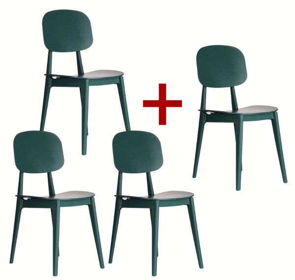Plastová jídelní židle SIMPLY 3+1 ZDARMA, zelená