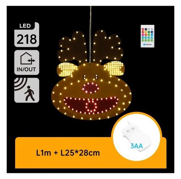 Aigostar - LED Vánoční dekorace 218xLED/3xAA IP44 + dálkové ovládání sob 28 cm