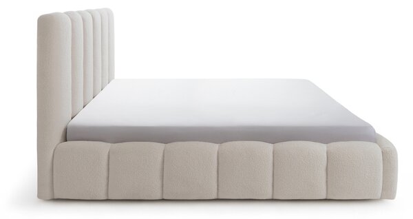 Čalouněná postel Aura 160x200 s úložným prostorem - béžová bouclé Quelle 03