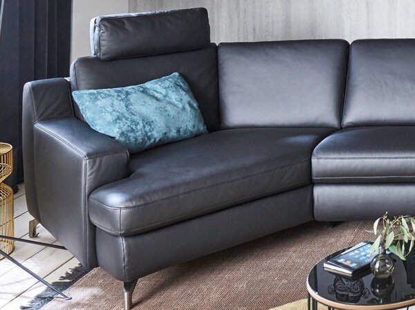 Kožená rohová sedací souprava PRISMA s funkcí relax Levý roh