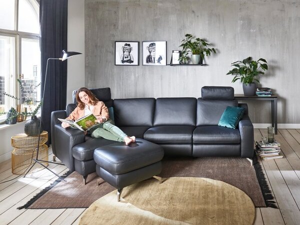 Kožená rohová sedací souprava PRISMA s funkcí relax Levý roh