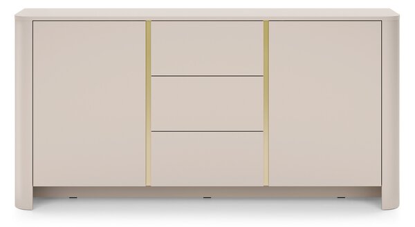 Komoda Sorrenti 168 cm se zásuvkami – kašmír / zlatá