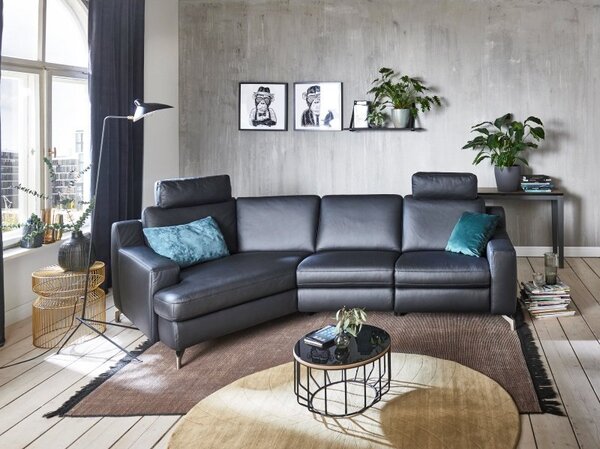 Kožená rohová sedací souprava PRISMA s funkcí relax Levý roh