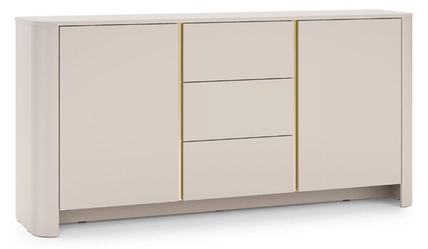 Komoda Sorrenti 168 cm se zásuvkami – kašmír / zlatá