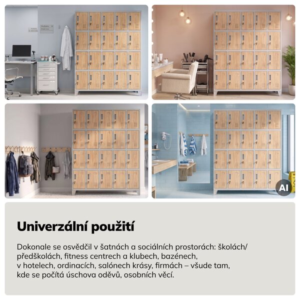 Sociální BHP skříň s přihrádkami šedá / dub sonoma, 1360x1720x450 mm: ROBERT Eco Design