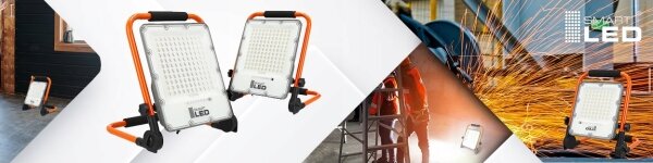 LED Nabíjecí reflektor se stojanem LED/100W/3,2V 5000K 5000 mAh IP65 oranžová