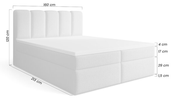 Kontinentální postel Tenor 160x200 s úložným prostorem - béžová bouclé Quelle 03